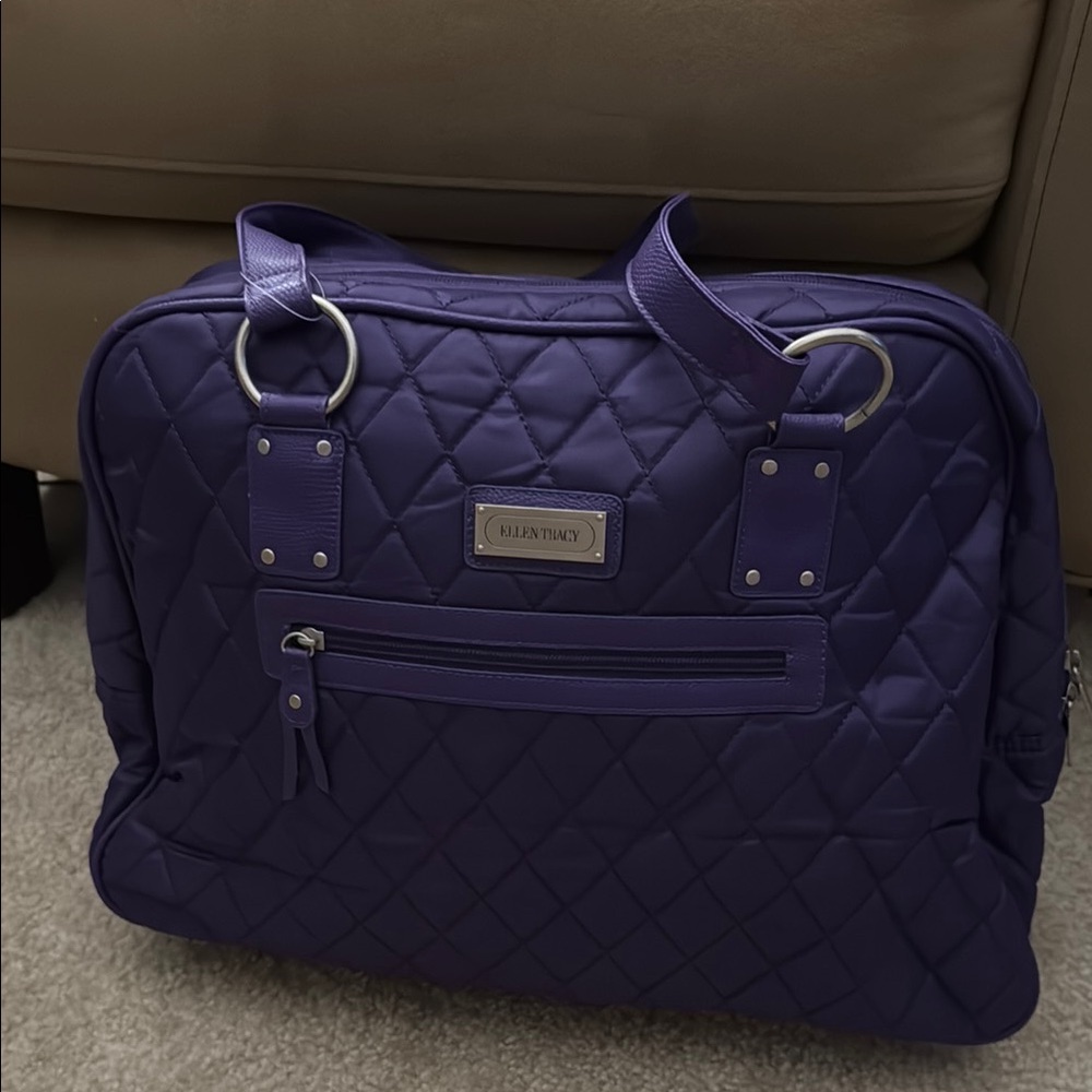 Ellen Tracy Deep Purple Quilted Travel Bag